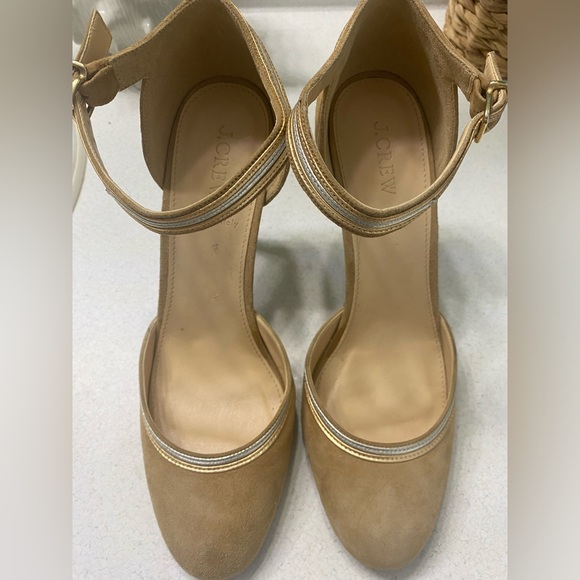 J. Crew made in Italy leather tan heels VGUC - Picture 1 of 4